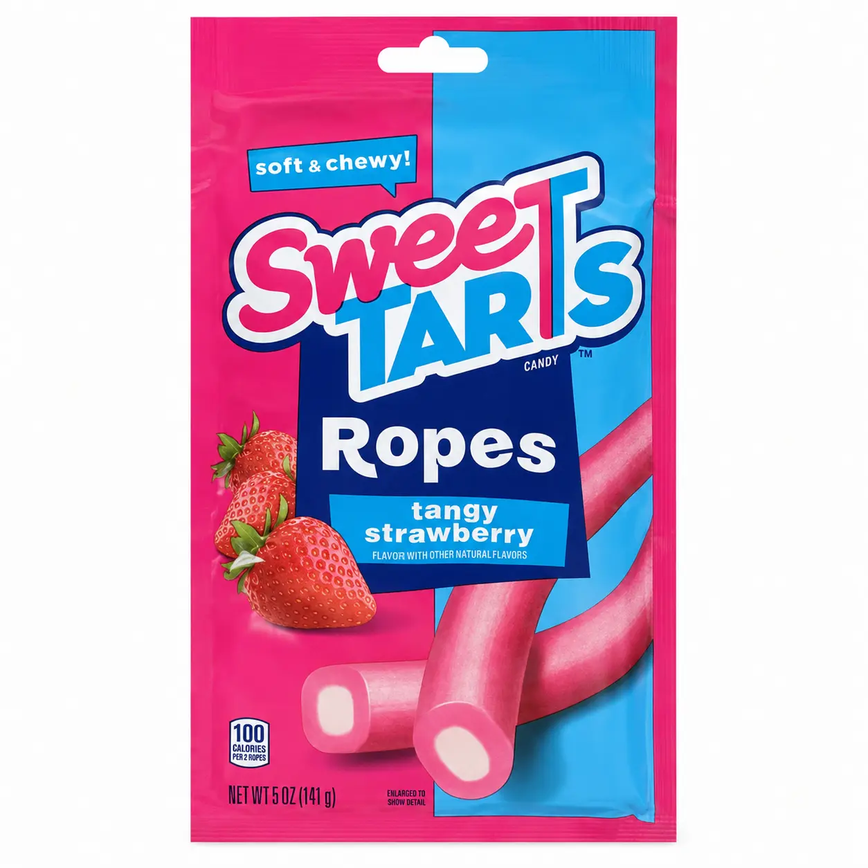 SweeTARTS Ropes Soft Tangy Strawberry Flavor Candies, 5 oz Snack with Corn Syrup, 5Oz