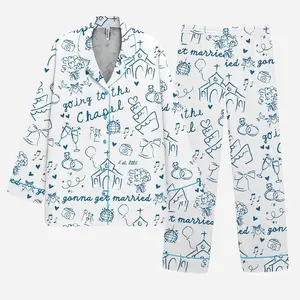 Going To The Chapel Bridal Pajamas, Custom Est 2026 Wedding Pajama Set, Bride To Be PJs, Bachelorette Party Outfits, Getting Ready Silk PJ