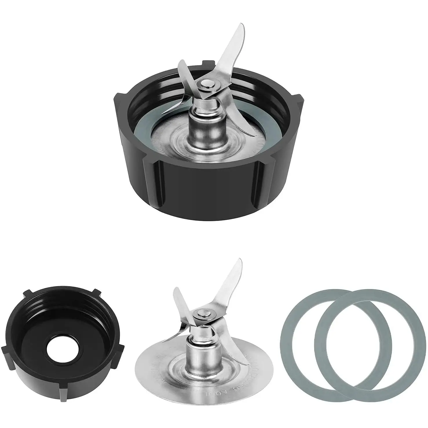 For Osterizer Blender Blades with Blender Jar Bottom & 4 Point Fusion Blade 4961 & 2 Pcs O Ring Rubber Seal Gasket