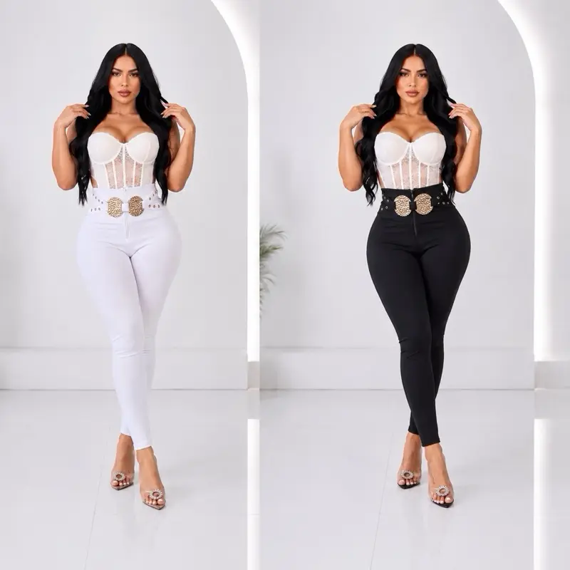 (1367) Colombian High Waist Suplex Leggings with Rhinestone Detail – Premium Stretch Push Up Fit – One Size Fits S/M/L
