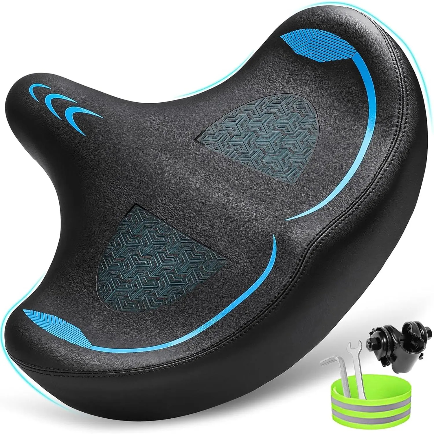 Seat for Men & Women Comfort, Extra Wide Bicycle Seat Cushion, Comfortable Wing Padded, Large Replacement  Saddle for Peloton , Stationary Exercise , City , Ebike