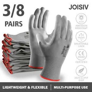 3/8 Pairs Men's Outdoor PU Gloves, Working Gloves, Design, Ideal for Gardening & Auto Repair, Durable Protection for Hands