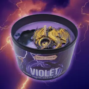 VIOLET Dragon Candle in BLACK TIN | Book Lovers | dragons