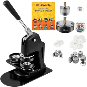 【Father's Day】VEVOR Button Maker Machine, Multiple Sizes 1+2.25 Inch Badge Punch Press Kit, Children DIY Gifts Pin Maker, Button Making Supplies with 500pcs Button Parts & Circle Cutter & Magic Book