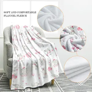 Elephant Print Flannel Texture Polyester Fleece Pink Plush Throw Blanket, Multi-Size Soft Home Decor for Bedrooms, Sofas, Ideal Birthday & Valentine’s Day Gifts for Kids