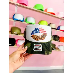 Custom Color American Leopard Lips Trucker Hat