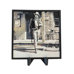 John Wayne Hueforge 3D Printed Art– Framed & Ready to display 8"x8"