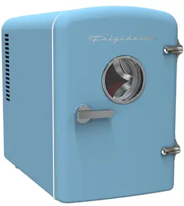 Frigidaire 9 Can Retro Mini Fridge, 6L Portable Personal Cooler with AC/DC Adapters, Skincare Fridge for Travel, Bedroom, Office, Dorm, Blue
