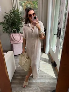 Striped Button Front Midi Caftan | S - 3XL