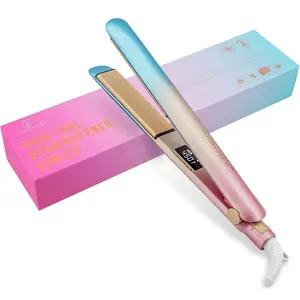 1-Inch Lightweight Adjustable Ceramic 2-in-1 Hair Straightener and Curler, 450°F Fast Heat (30s) Dual Voltage Flat Iron with Salon Temp Control, Gift for Women