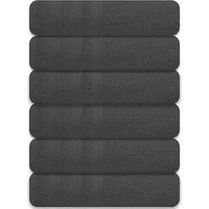 Large Bath Towels Set of 6 – 24" x 50" – 100% Cotton Terry – Durable, Soft & Quick Dry – Grey Multipurpose Towels for Bathroom, Gym, Spa, Pool & Daily Use