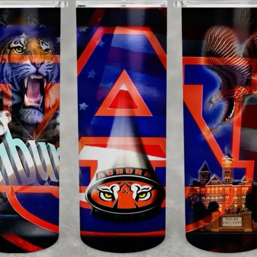 Auburn Football Tumbler Drinkware Water Bottles Mug Cup Portable Washable Reusable tumblers Insulated Stainless Steel Water Cup with Straw lid