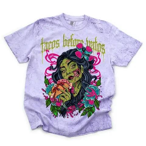 Tacos Before Vatos - Color Blast Comfort Colors Graphic Tee Menswear Top