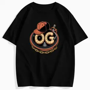 90s Retro OG Hip Hop Vinyl Tape Vintage Cotton T-Shirt