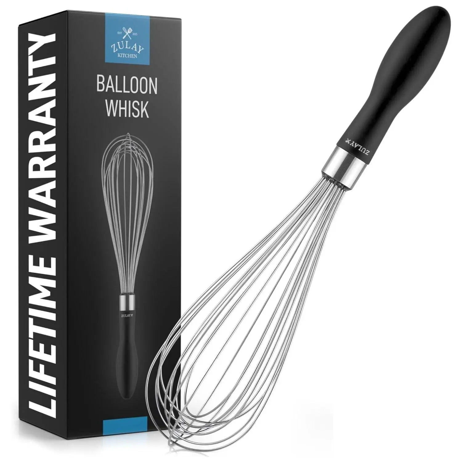 11-Inch Stainless Steel Balloon Whisk - Durable Wire Whisk with Soft Silicone Handle for Whisking Eggs, Batter, and Mixing Ingredients in the Kitchen