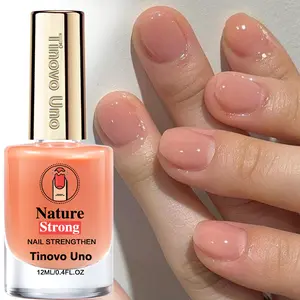 Tinovo Uno Pale orange Nail Strengthener 0.41oz, Natural Drying No-Curing, Suitable for Uneven Nails, Creates a Natural Look, Strengthens Nails, Adds Shine, Nail care, Professional Nail Treatment, Durable Coating, Nail care solution, Manicure