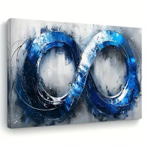 A Blue Infinity Symbol Canvas Art Print, Wooden Frame Wall Decoration, Suitable for Living Room, Bedroom, Kitchen, Office, School, Classroom, Ideal Gift for Her and Him, Holiday Home Decor