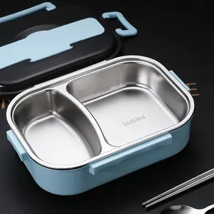 Adult Lunch Box Set, 3-In-1 Divided Container, Microwave & Dishwasher Safe, Includes Utensils, Ideal for School, Snacks, Travel, Stainless Steel Bento