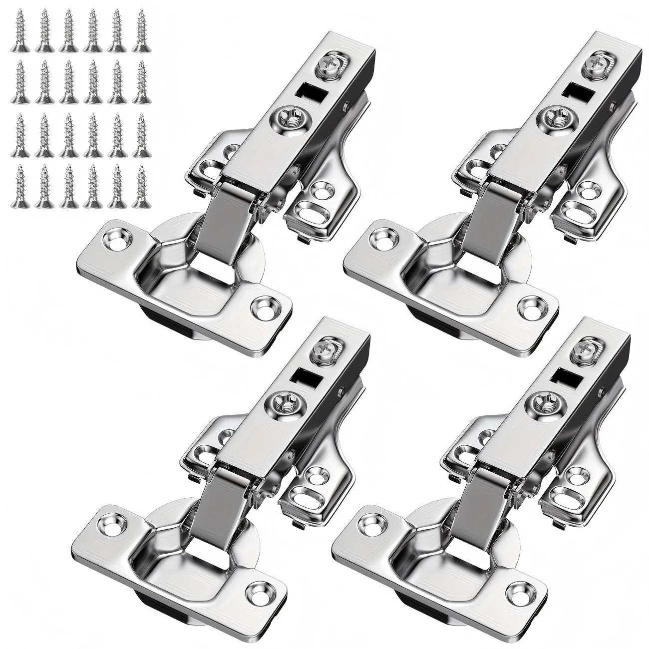 Full Coverage Silent Hydraulic Mechanism Soft Close Cabinet Door Hinges, Hinges for Cabinet Doors, Suitable for Kitchen Cabinets and Wardrobes, Includes Installation Screws