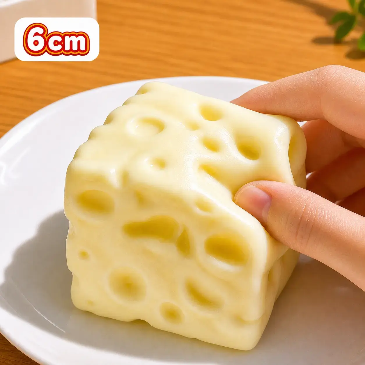 6cm Yellow Squishy Cheese Block Squishies - Moldable Slow-Rise Non-Rebound Squeeze Fidget Toy Fidgets for ASMR, Stress & Anxiety Relief