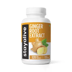 STAY ALIVE Ginger Root Capsules, 10:1 Super Extract with 5% Gingerols, 120 Pills, Vegan, Non-GMO & Gluten-Free Ginger Supplement