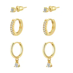 Tasiso 14K Gold Sliver Plated 3 Pairs Earrings Set: Exquisite Stud Earrings Fashion Small Hypoallergenic Dangle Earrings Women Earrings Gold Jewelry Girls kendrascottnecklacepickleball invisiblehoopearringsdti earstack ryukearrings sensitiveskin