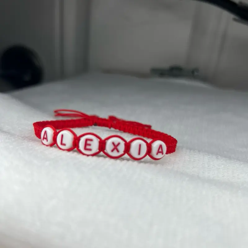 Personalized Unisex Name Bracelet Alexia Red Beaded Adjustable Fashion Accessory