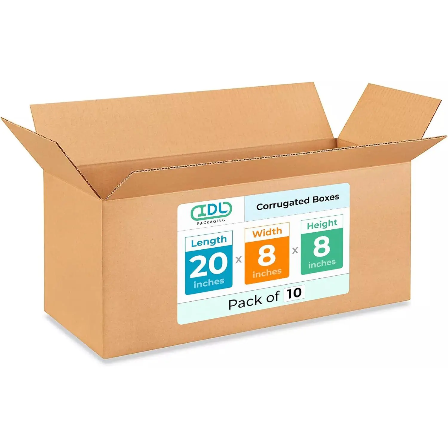 IDL Packaging Heavy Duty Moving Boxes - 20x8x8 inches (10-Pack) - Extra Strength 200 lb Corrugated Packing Boxes