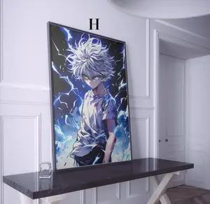 Killua Zoldyck Lightning Wall Art, Hunter x Hunter Anime Poster, High Voltage Blue Glow Prints, no framed