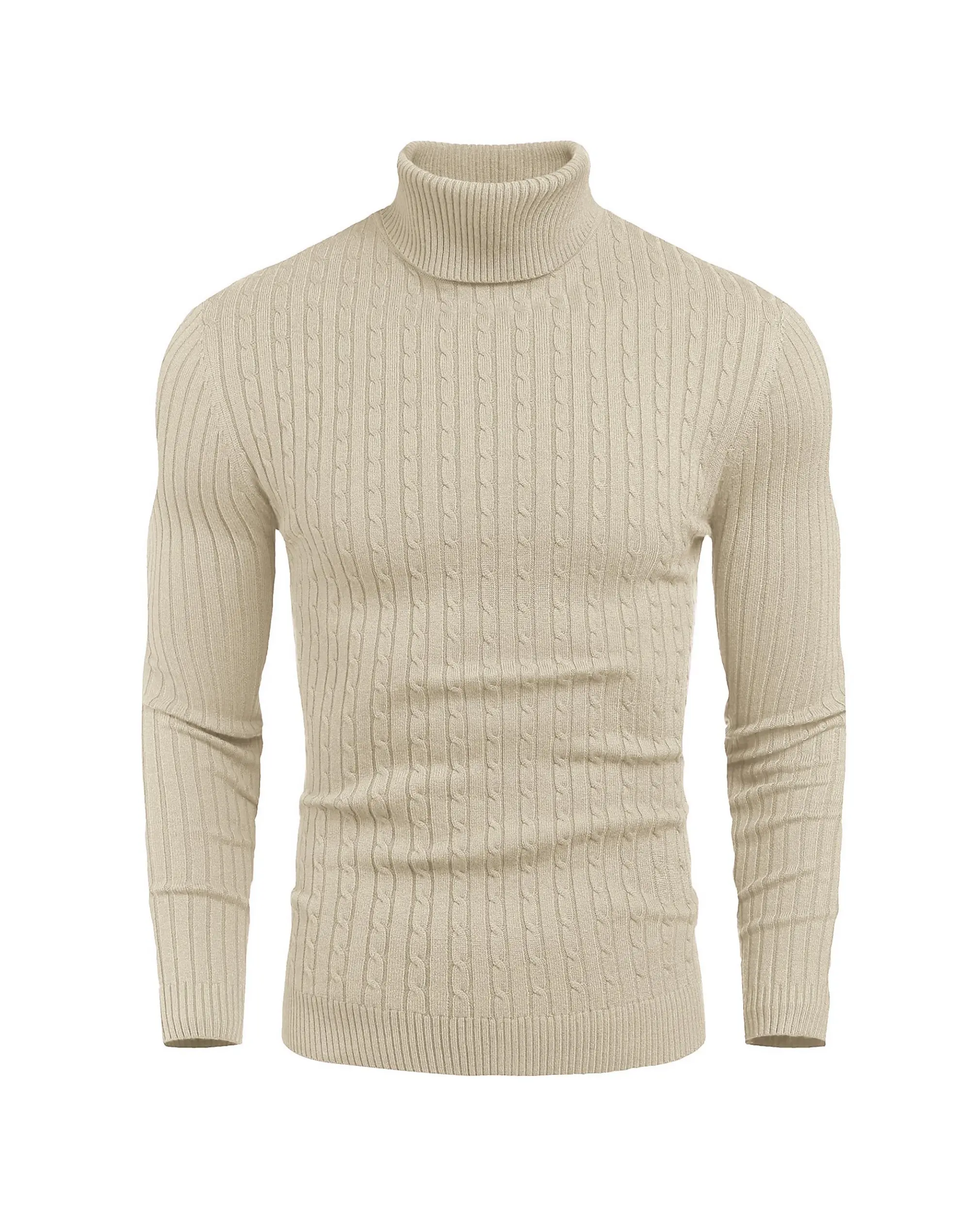 COOFANDY Men's Knitwear Slim Fit Turtleneck Sweater Casual Twist Patterned Pullover Knitted Sweaters Gift Ideas