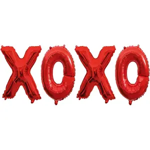 XOXO Balloons |   Valentine Letters Mylar Foil Balloons - Bachelorette Parties Wedding Bridal Showers Photo Props Decorations Valentines Day Party Supplies (Red)