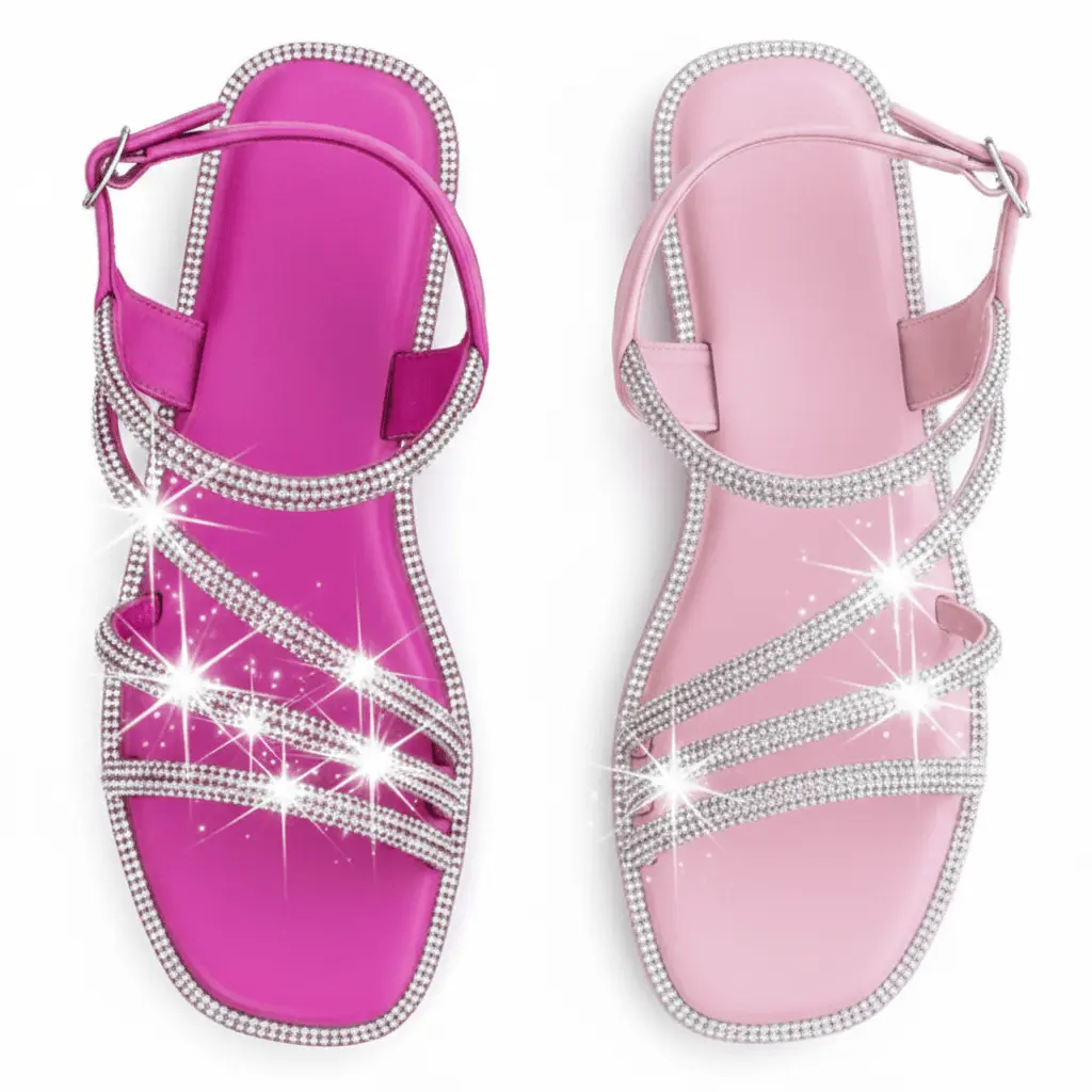 Sparkle Strappy Flat Sandals – Rhinestone Embellished Slingback Comfort Sandals Sparkle Strappy Flat Sandals – Rhinestone Embellished Slingback Comfort Sandals