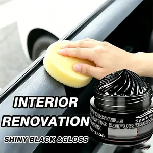 150g Car Interior Exterior Plastic Restorer Cream Deep Black Shine UV Resistant Anti-Dust Non-Greasy Repair Faded Trim Bumper Vinyl Rubber Auto Care Car Detailing Products