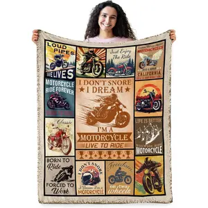 Motorcycle Blanket Gifts for Men Women Funny Gifts for Motorcycle Riders Soft Blanket for Room Decor Cozy Throw Blankets for Couch Bed Sofa 60" X 50"