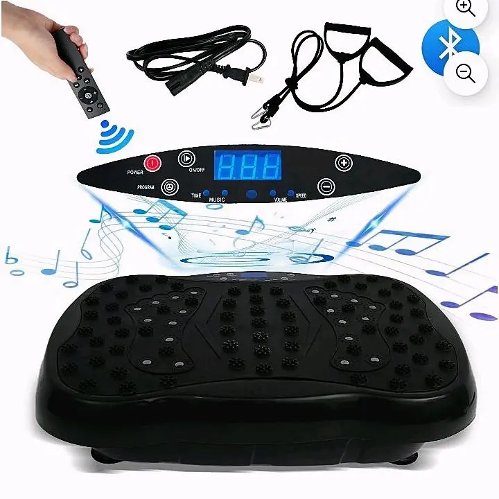 Vibration Plate Exercise Machine with Resistance Bands, Vibrating Plate Machine with Remote Control and Bluetooth Function for Home Fitness and Health Maintenance, Black