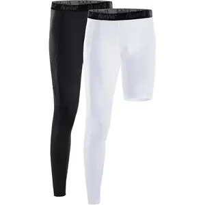 Men's Basketball One Leg Compression Tights Full Length Single Leg Compression Pants Sports Base Layer Underwear