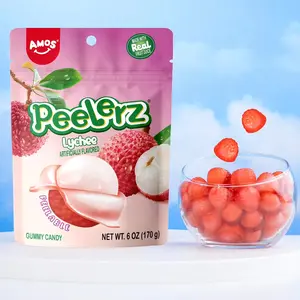 Amos Peelerz Lychee Gummy Candy 6oz Bags | 3, 6, 12 Pack Bulk|Viral TikTok Snack
