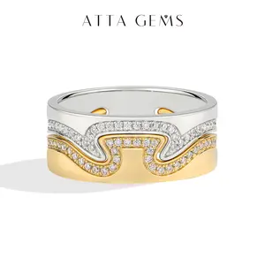 ATTAGEMS 0.9mm Round Cut D Color VVS1 Lab-Created Moissanite Ring Eternity Stackable Ring For Women Unisex S925 Sterling Silver Fashion Jewelry Daily Wear R415