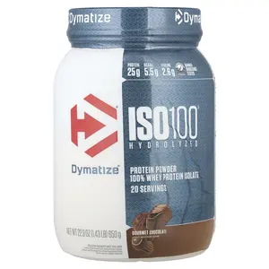 Dymatize ISO100® Hydrolyzed, 100% Whey Protein Isolate, Gourmet Chocolate, 1.43 lb (650 g)