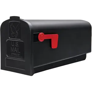 Architectural Mailboxes Parsons™ Rust-Proof Plastic Post Mounted Mail Box for Outside, Black, Medium Curbside Mailbox, USPS Approved for Residential Delivery