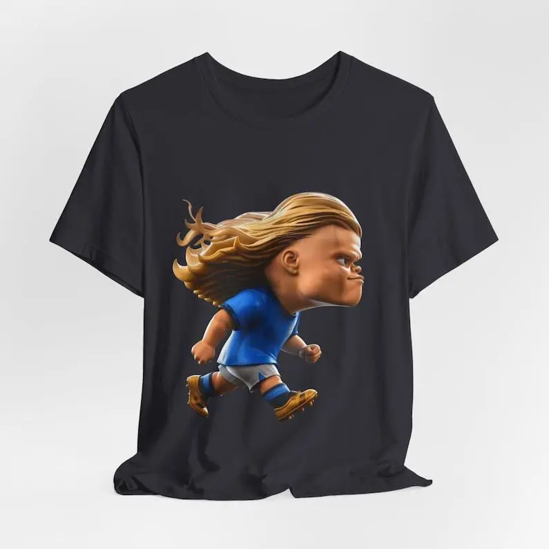 Funny Graphic tee Shirt, Cartoon Soccer Player T-Shirt, Football Fan Gift, 3D Character Tee, Blonde Striker Graphic Shirt, Soccer Lover Gift Crew Neck sweatshirt Hoodie