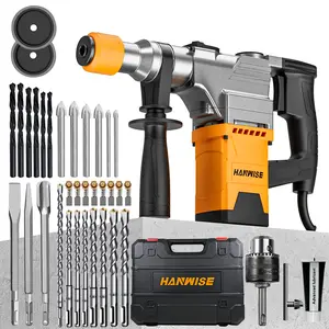 1-1/4 Inch SDS-Plus Heavy Duty Rotary Hammer Drill/Demolition Hammer, Safety Demolition Hammer Clutch 2 Functions With Vibration Control, 1200W Electric Rotary Hammer Including Concrete Drill Grease, Chisels And Corded Rotary Hammer 26mm Drill Bits