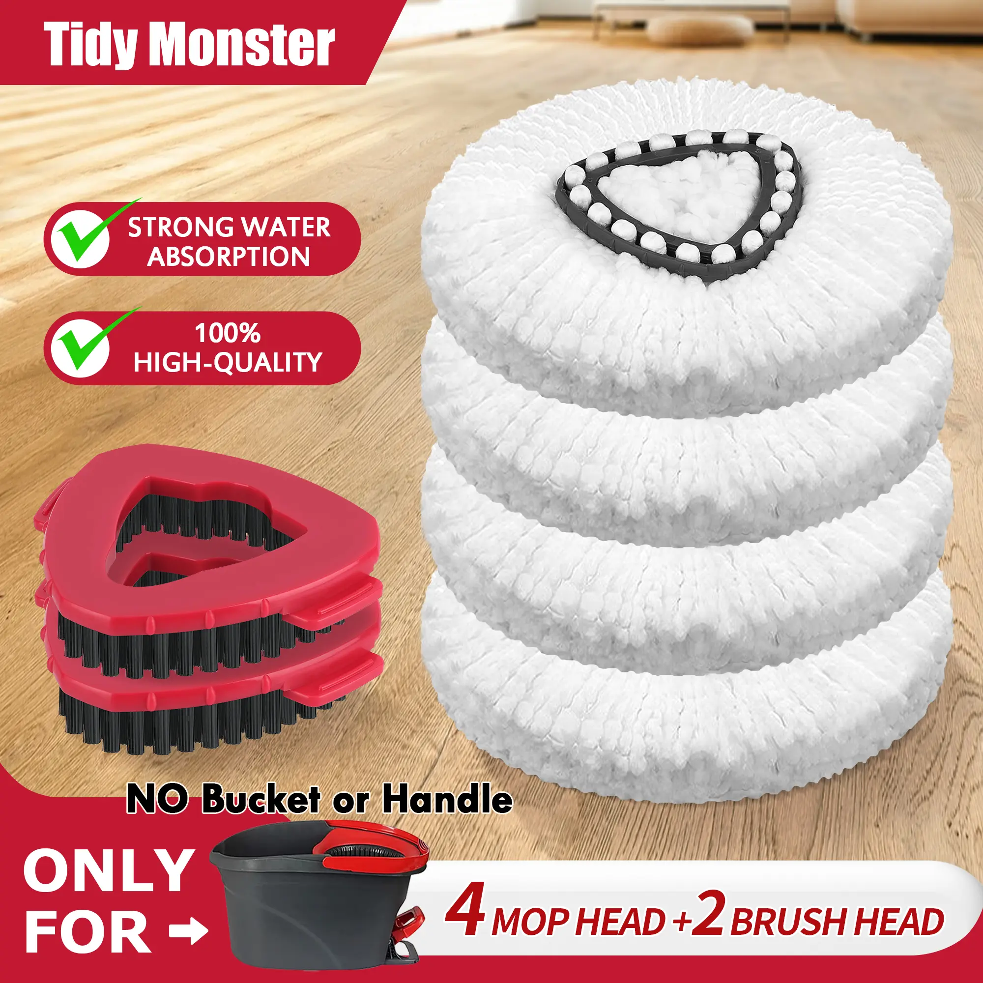 4mop+2brush（only fits O-cedar one tank old style)