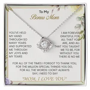Bonus Mom Gifts, Bonus Mom Necklace, Step Mother Gift, Step Mom Necklace, Gift From Bride, Bonus Mom Jewelry, Mother'S Day Gift,, Mother's day Gift Necklace With Meaningful Message Card Inside & Box