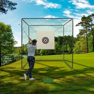 SAVEYOUR 10x10x10FT Golf Practice Net Cage with Metal Frame & Rubber Hose for Indoor & Outdoor Training Portable & Durable Golf Hitting Net Kit