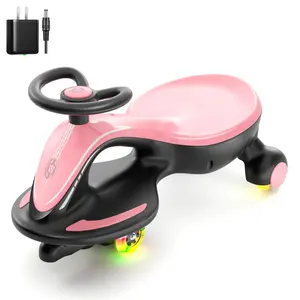 KORIMEFA 12V Electric Wiggle Car Ride On Toy, 2 in 1 Wiggle Car Rechargeable Battery with Anti-Rollover Colorful Light-Emitting Wheel for Kids