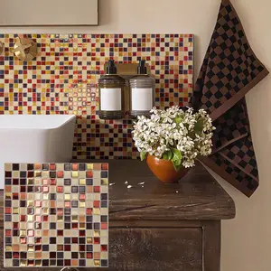 3D Mosaic Crystal Drip Glue Self-Adhesive Wall Stickers Waterproof Heat Resistant Removable 20 Pieces Marble Pattern Wallpaper Decorative 23.6x23.6 cm PET Material Easy Install for Home Decor