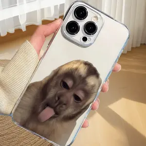 1pc Cute Funny Monkey Transparent Soft Phone Case for iPhone 17 Air 16 15 14 13 12 11 Pro Max, 14/15/16 Plus, XS/XR/X, 8, 7,