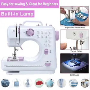 12-Stitch Portable Electric Sewing Machine, Dual Power Compatible, Lightweight Design, Easy to Operate with Threading Guide, Ideal for DIY Crafting Mending Home Use & Kids