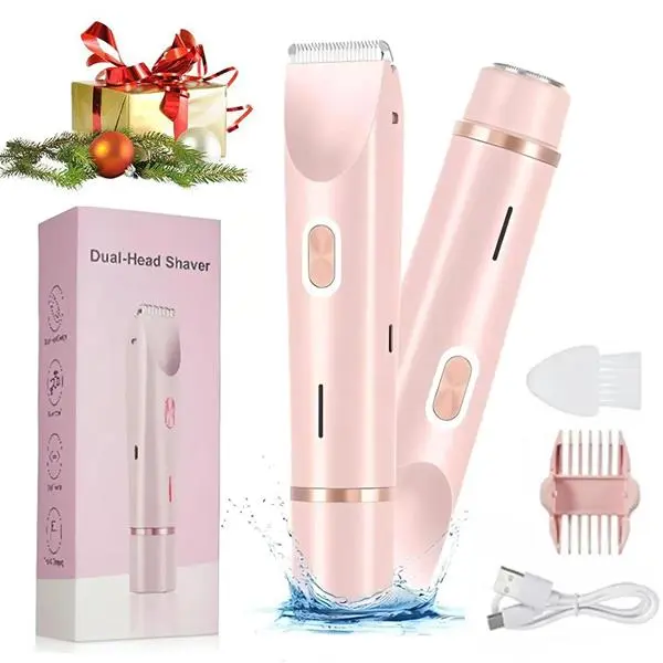 Women's 2-in-1 Rechargeable Bikini Trimmer & Electric Shaver, Dual-Head Painless Grooming Tool, IPX7 Waterproof for Pubic Hair, Underarms & Legs, Lightweight Beauty Gift, Shaver For Women